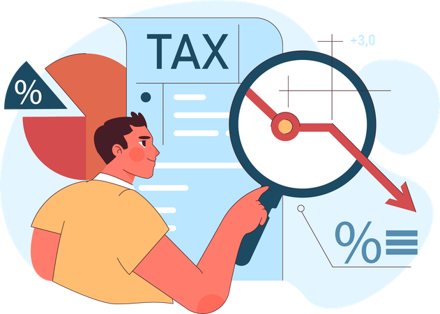 Man research on tax loss  Illustration