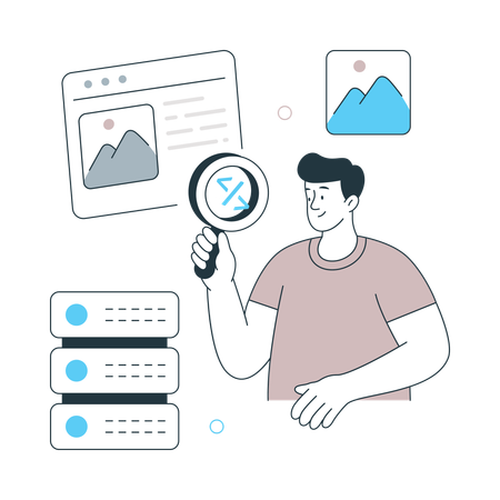 Man research on Website Scraping  Illustration