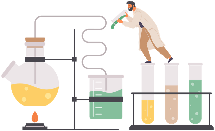 Man Researcher In Chemical Lab  Illustration