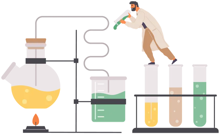 Man Researcher In Chemical Lab  Illustration