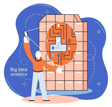 Man researching big data  Illustration