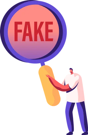 Man researching on fake news Illustration