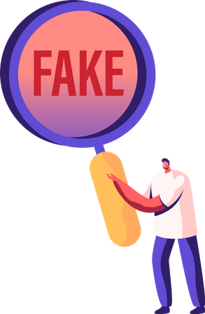 Man researching on fake news  Illustration