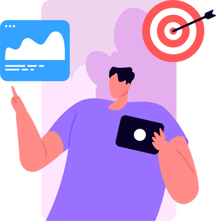 Man Researching Target Audience  Illustration