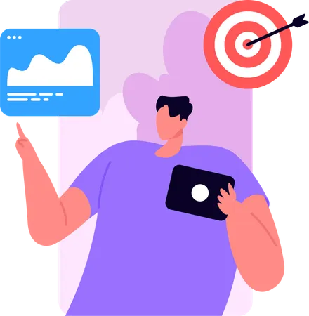 Man Researching Target Audience  Illustration
