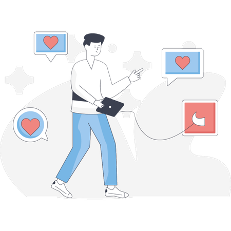 Man  response social comment  Illustration