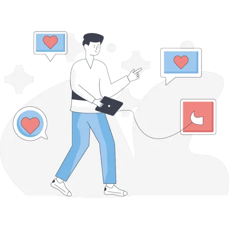 Man  response social comment  Illustration