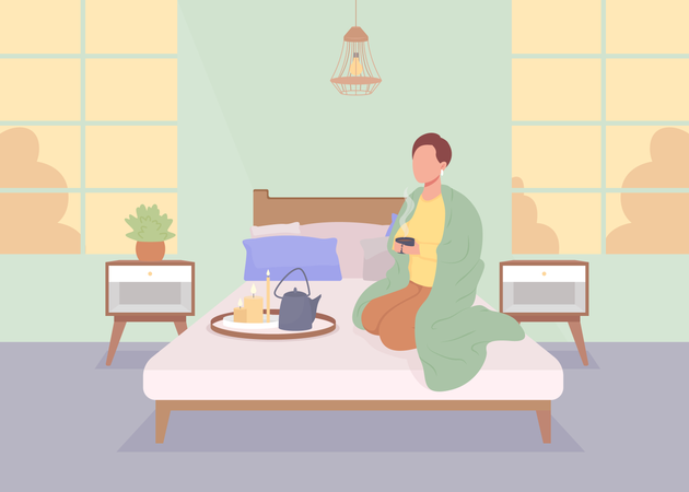 Man resting alone at home  Illustration