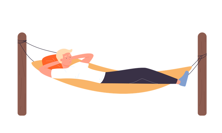 Man resting on hammock  Illustration