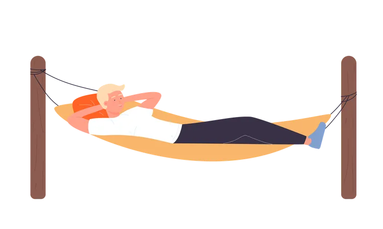 Man resting on hammock  Illustration