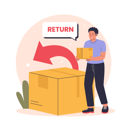 Man returning delivery box  Illustration