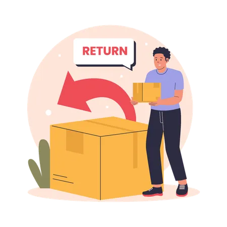 Man returning delivery box  Illustration