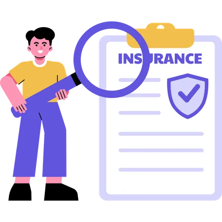 Man Reviewing Insurance Document  Illustration