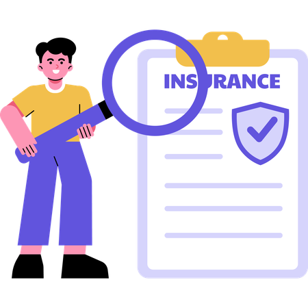 Man Reviewing Insurance Document  Illustration