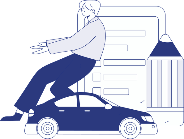 Man reviewing loan papers  Illustration