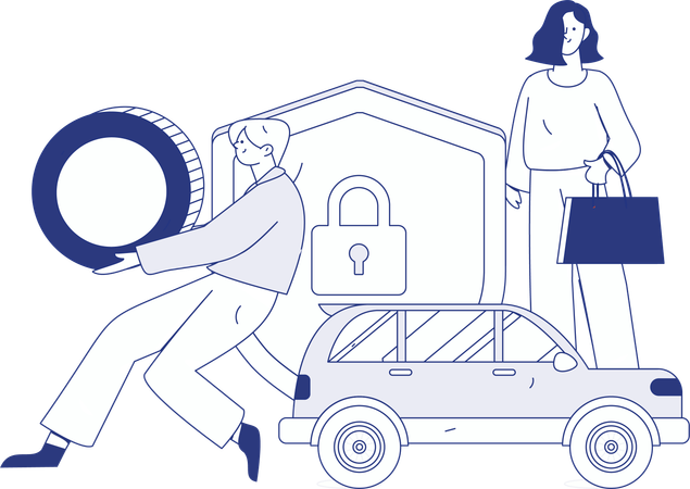 Man reviewing loan papers  Illustration