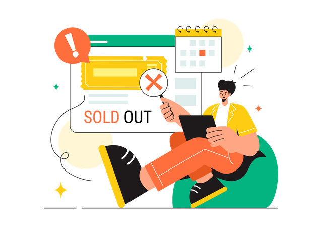 Man reviewing sold out products  Illustration