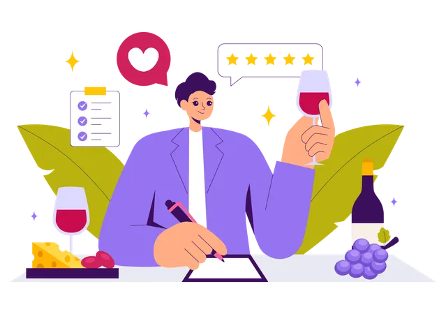 Man reviewing wine taste  Illustration