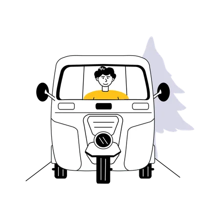 Man riding Auto Rickshaw  Illustration