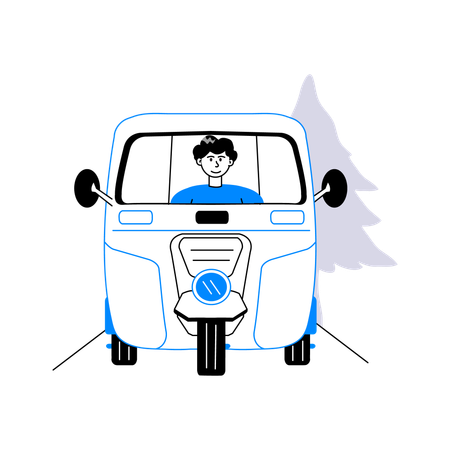 Man riding Auto Rickshaw  Illustration