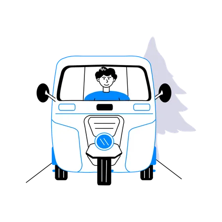 Man riding Auto Rickshaw  Illustration