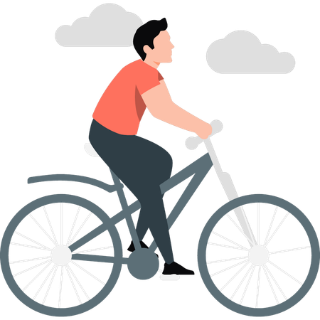 Man riding  bicycle  Illustration
