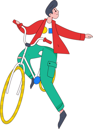 自転車に乗る男性  イラスト