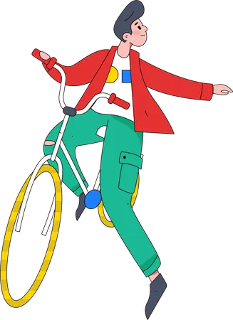 自転車に乗る男性  イラスト