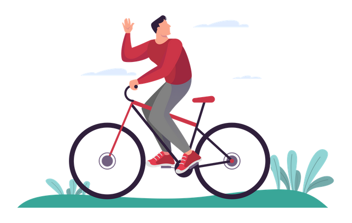 Man riding bicycle Illustration
