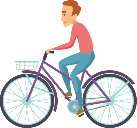 Bicycle Sportsmen Cartoon Characters Driving Various Bikes Illustration