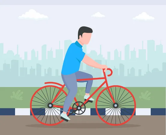 Person Doing Cycling Flat Illustrative Design Illustration