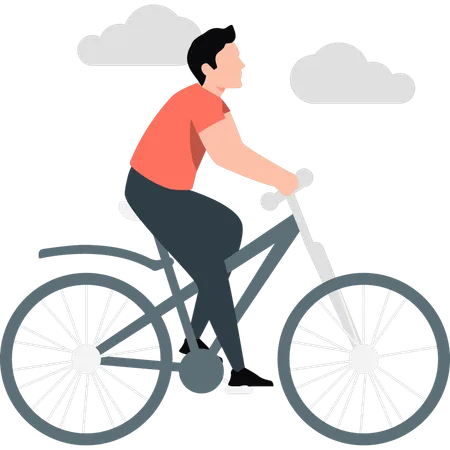 Man riding  bicycle  Illustration