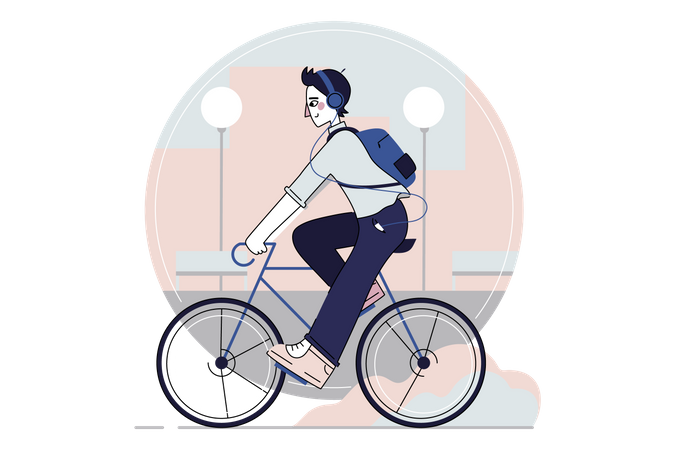 Man riding bicycle  Illustration