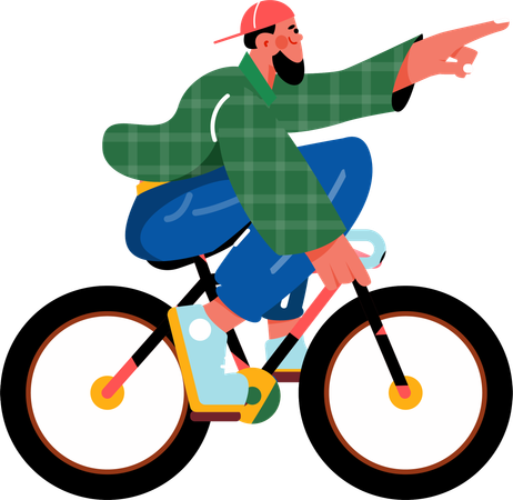 Man riding bicycle in park  Illustration