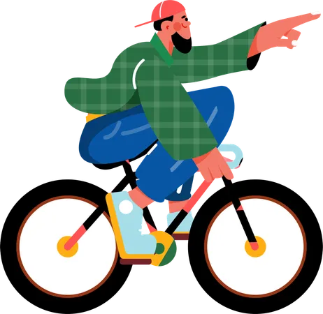 Man riding bicycle in park  Illustration