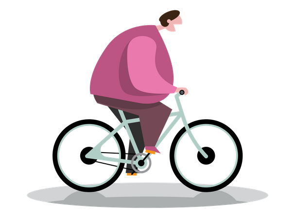 Man riding bicycle to lose weight  Illustration