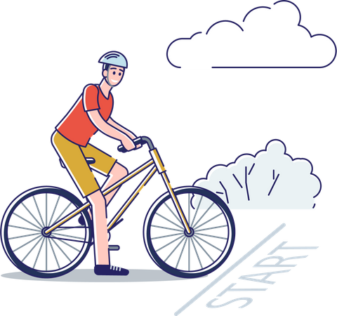 Man riding bicycle wearing safety helmet  Illustration