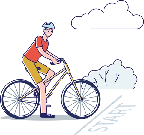 Man riding bicycle wearing safety helmet  Illustration