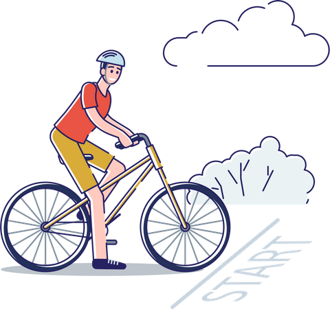 Man riding bicycle wearing safety helmet  Illustration