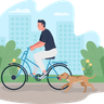 illustrations of man riding bicycle