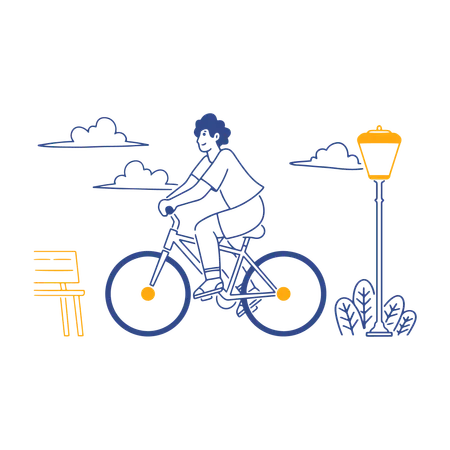 Man Riding Bike  Illustration