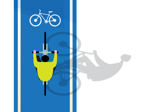 Man riding bike in bike lane to avoid traffic  Illustration