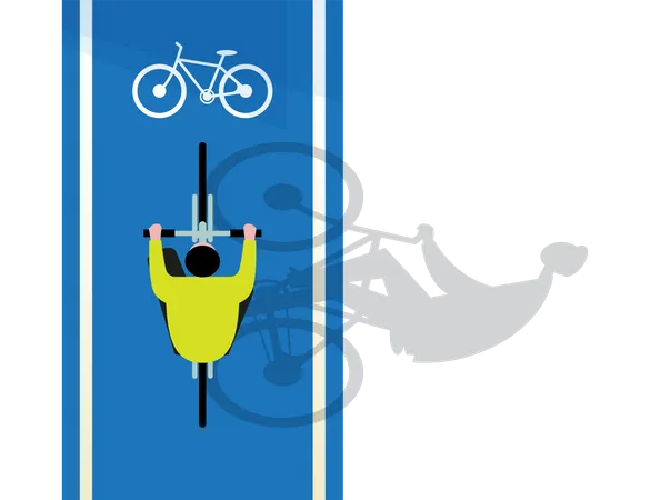 Man riding bike in bike lane to avoid traffic  Illustration