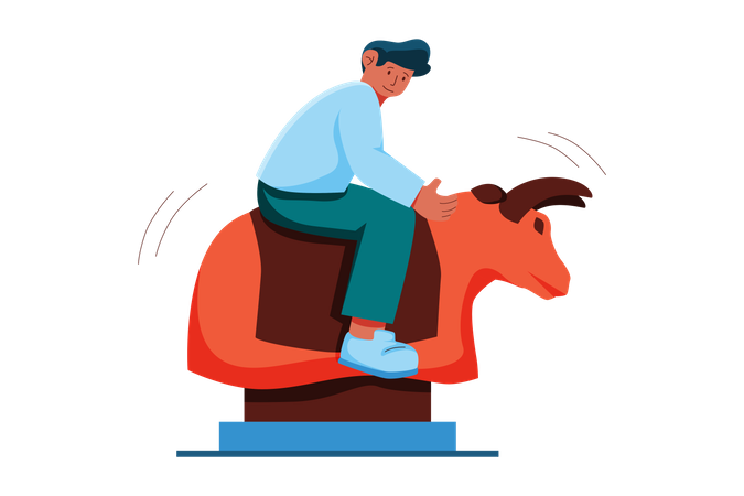 Man riding bull market  Illustration