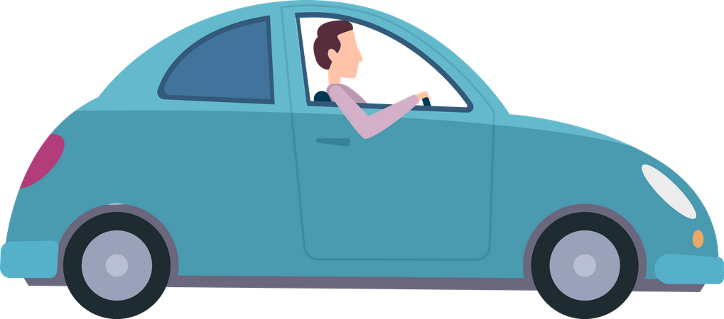 Man riding car Illustration