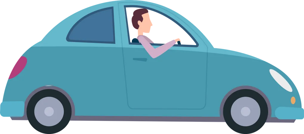 Man riding car  Illustration