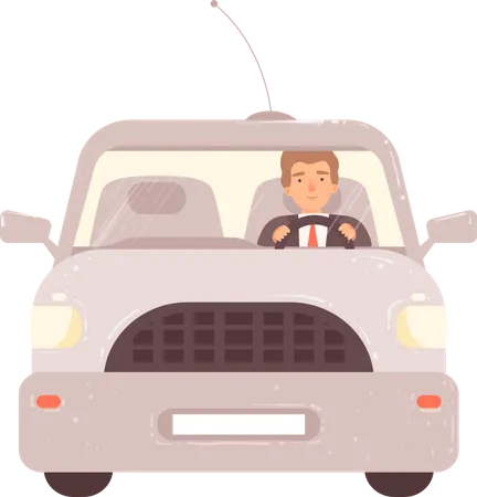 Man riding car  Illustration