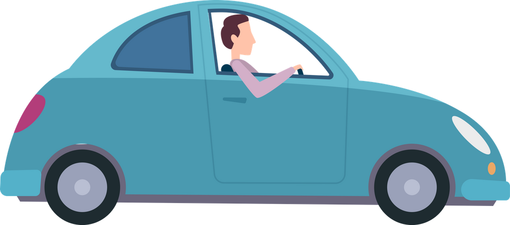 Man riding car  Illustration