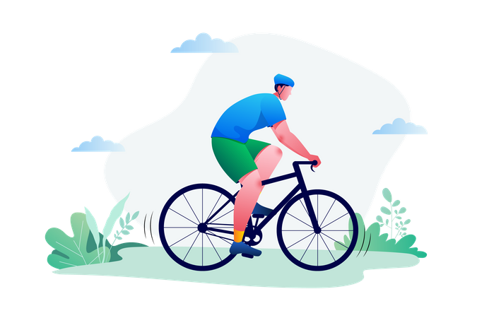 Man Riding Cycle Illustration