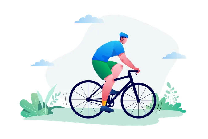Man Riding Cycle Illustration